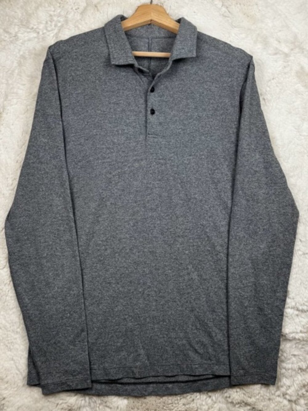 Lululemon Polo Shirt Men's Medium Grey Evolution Long Sleeve Golf Work